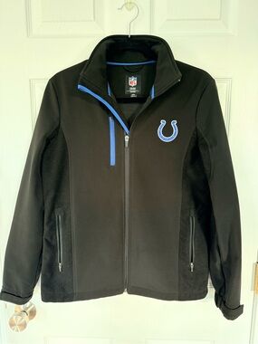 NFL Apparel Indianapolis Colts Softshell Embroidered Full-Zip Fleece Jacket Blac